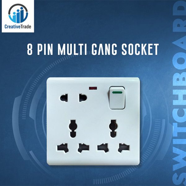 Multi Function Universal Wall Switch Socket – 8 Pin Universal Socket- Only Socket