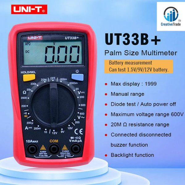 UNI-T UT33B+ Digital Multimeter AC DC Resistance Frequency Auto Range Meter